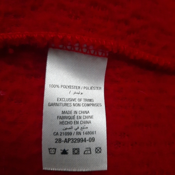 New Soft Red Long Sleeve Sherpa Hoodie Pullover w/Pockets Size L-XL - Picture 3 of 4